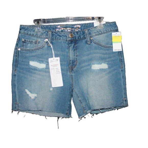 Seven7 Women's The Weekend Mid-Rise Shorts Destroyed Stretch Denim Size 8 NEW - Picture 1 of 2